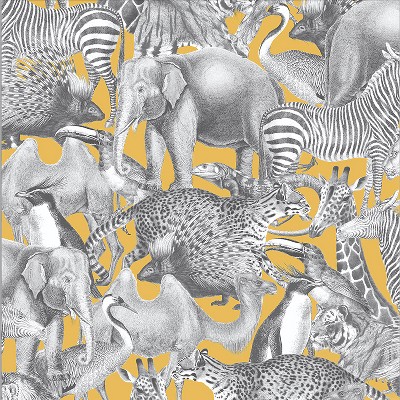 Kingdom Lion Yellow and Grey Animals Paste the Wall Wallpaper