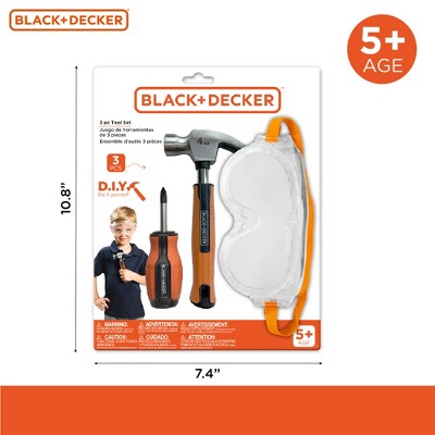 Kids' Black and Orange Plastic Tool Set with Safety Goggles