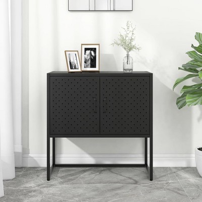 vidaXL Sideboard Black 29.5 in.x13.8 in.x29.5 in. Steel