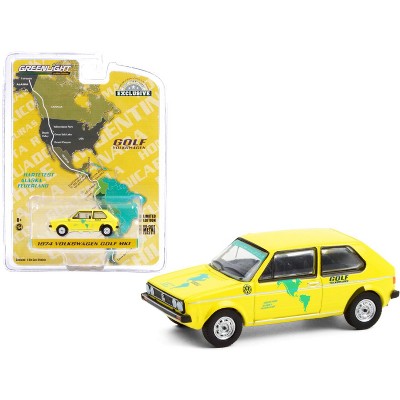 1974 Volkswagen Golf Mk1 Yellow "Hartetest Alaska-Feuerland" Car #1 "Hobby Exclusive" 1/64 Diecast Model Car by Greenlight