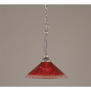 Toltec Lighting Bow 1 - Light Pendant in  Brushed Nickel with 16" Raspberry Crystal Shade - 1 of 1