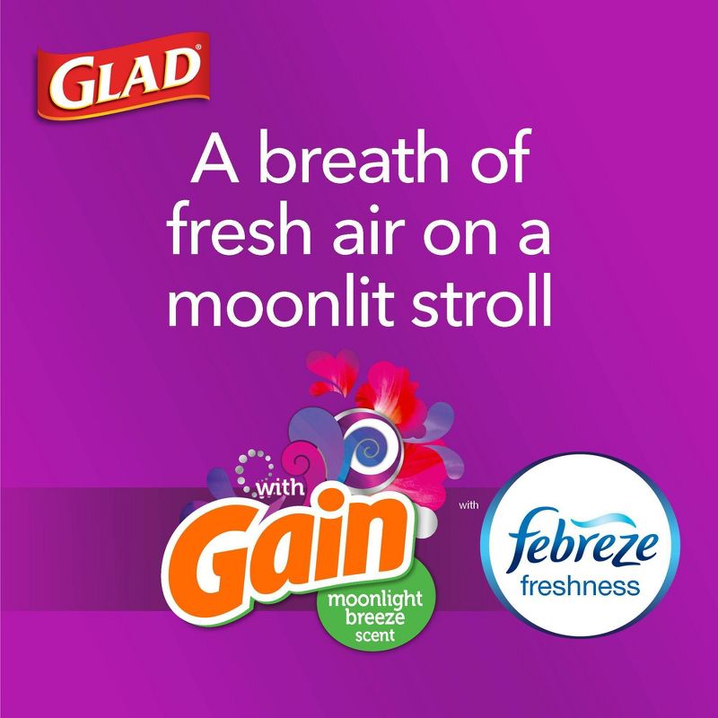 Glad ForceFlex White Trash Bags Gain Moonlight Breeze Scent with Febreze Freshness 13 Gallon - 100ct, 5 of 13