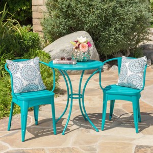 Outdoor Furniture Set, Metal Dining Set For Outdoor,  Stackable Water-Resistant Armrest Chairs-Coolbibila - 1 of 4