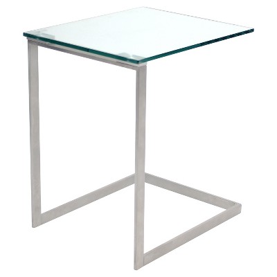 Zenn 16'' Clear Tempered Glass and Stainless Steel End Table