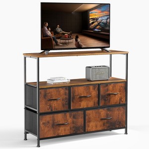 CAVINAS Dresser for Bedroom with 5 Drawers,Dressers & Chest of Drawers with Metal Frame and 2 Open Shelves for Living Room,Hallway - 1 of 4