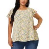 Agnes Orinda Women's Plus Size Floral Ruffle Short Sleeve Chiffon Round Neck Casual Summer Blouses - 2 of 4