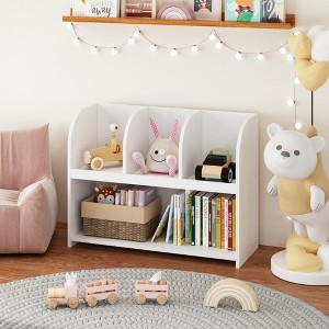 Kids Bookcase with 4 Compartments, Storage Book Shelf, Storage Display, Rack,Toy Organizer for Children's Room, Playroom, Nursery - 1 of 4