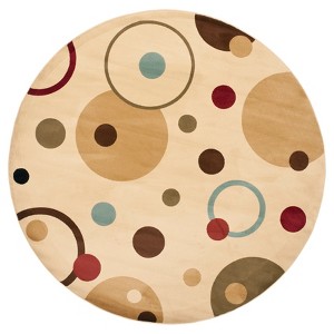 Ivory/Multi Abstract Loomed Round Area Rug - (5