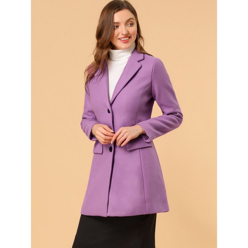 Allegra K Women's Notched Lapel Single Breasted Outwear Winter Coat, 3 of 8