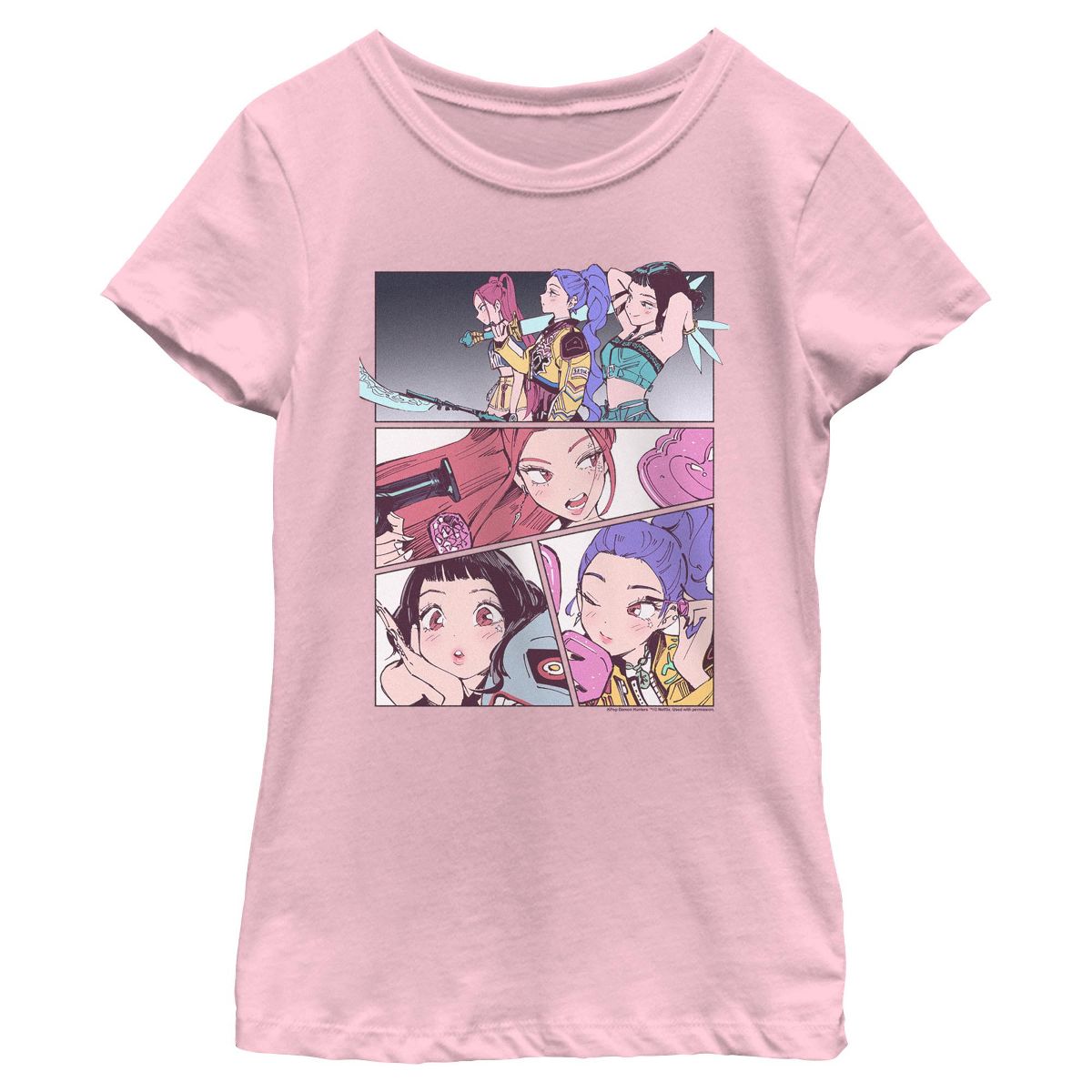 Girls' KPop Demon Hunters HUNTR/X Manhwa Comic Panels T Shirt
