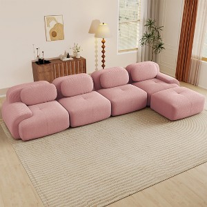 Aukfa Modular Corduroy Sectional Sofa with Ergonomic Support - Pet Friendly, Easy Assembly, Non-Slip Base Design - 1 of 4