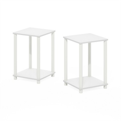 Furinno Turn-N-Tube Haydn End Table, White/White, Set of 2