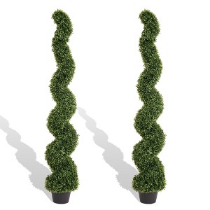 poetree 2/4/5ft Artificial Boxwood Spiral Topiary Trees – UV-Resistant Evergreen Faux Plants for Indoor & Outdoor Decor - 1 of 4