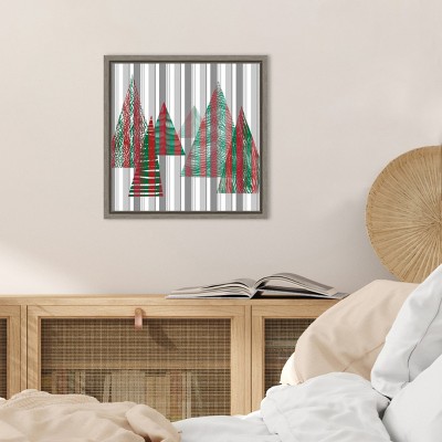 Festive Red and Green Christmas Tree Canvas Wall Art