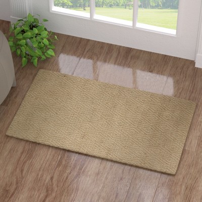 Maxax Jute Door Mat，Hand Woven Area Rug, Boho Rustic Style, Natural Fiber Jute Rug Diamond Stripe for Entryway and Hallway