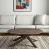 HomeRoots 42" Brown Solid Wood Round Cross Legs Coffee Table - 2 of 4
