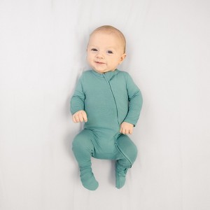 Larkspur Baby Zip Footie in Jade - 1 of 3