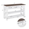 44"Console Table with Two Open Shelves, Pine Solid Wood Frame and Legs for Living Room,Brown&White - 3 of 4