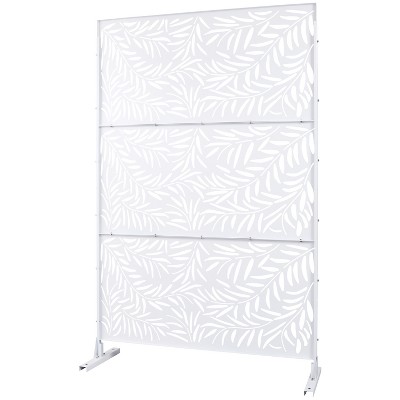 Grungis 76" H×48" W Freestanding Privacy Fence with Leaf Shape,Outdoor Privacy Screen for Balcony,Patio,Garden