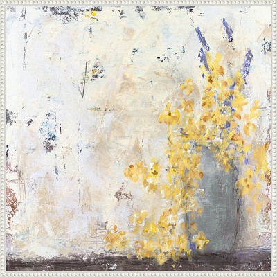 Sylvie Beaded White Framed Abstract Canvas Art Print, 30 x 30 Inches