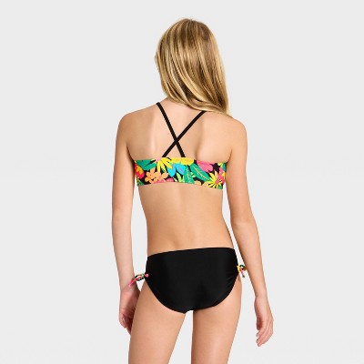 Cat & Jack Girls' Long Sleeve Floral Hyberbloom Envy Bikini Set - Cat & Jack™ Black L — фото 2