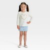 Toddler Girls' Long Sleeve Floral Heart Graphic Shirt - Cat & Jack™ Cream - 4 of 4