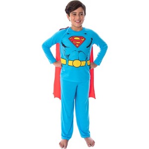 DC Comics Boys' Superman Costume Raglan Shirt And Pants Pajama Set with Cape Classic Superman - 1 of 4