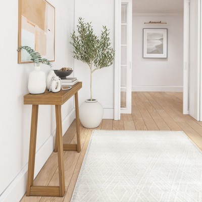 Pecan Solid Wood 36" Console Table with Storage Shelf