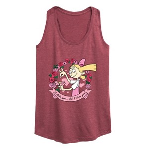 Women's - Hey Arnold! - Valentine's I Love You Graphic Racerback Tank - 1 of 4