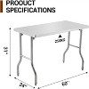 60" Commercial Worktable Workstation, Stainless Steel Folding Table with Metal Adjusting Foot - 2 of 4