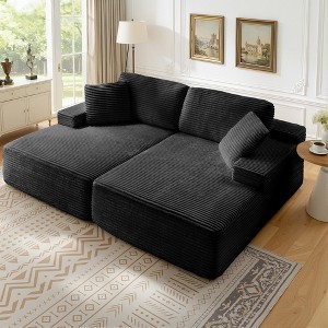Myinda 2-Piece Oversized Boneless Compression Sofa Couch, Corduroy  Loveseat, No Assembly Required - 1 of 4