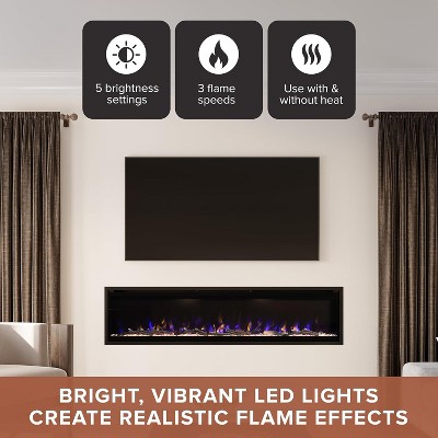 Modern Ember 72-Inch Black Smart Linear Electric Fireplace with LED Flames
