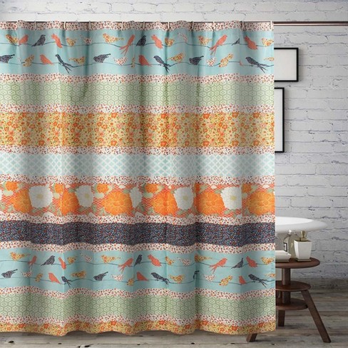 Barefoot Bungalow Carlie Florals And Whimsical Songbirds Shower Curtain ...