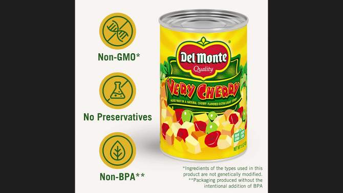 Del Monte Very Cherry Mixed Fruit in a Natural Cherry Flavored Light Syrup - 15oz, 2 of 6, play video