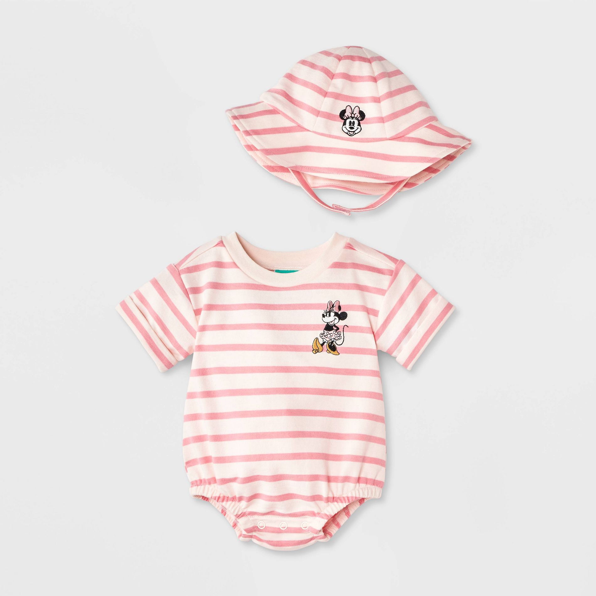 Baby Girls' 2pc Disney Minnie Mouse Romper & Hat Set - Pink