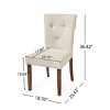 Modern Beige Linen Fabric Upholstered Parsons Dining Chairs,High Back Button Tufted Padded Dining Room Chair,Wooden Kitchen Chair-Coolbibila - 4 of 4