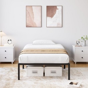 Heavy Duty Metal Platform Bed Frame with Steel Support, Storage Space, Noise-Free Design, Easy Assembly, No Box Spring Needed, Black. - 1 of 4