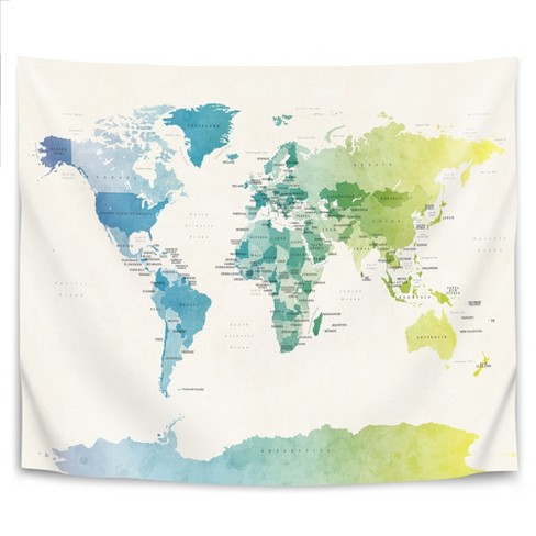 Americanflat Watercolour Political Map Of The World New 1 By