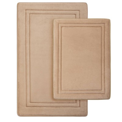 2pc Microdry Quick Drying Framed Memory Foam Bath Mat/runner With
