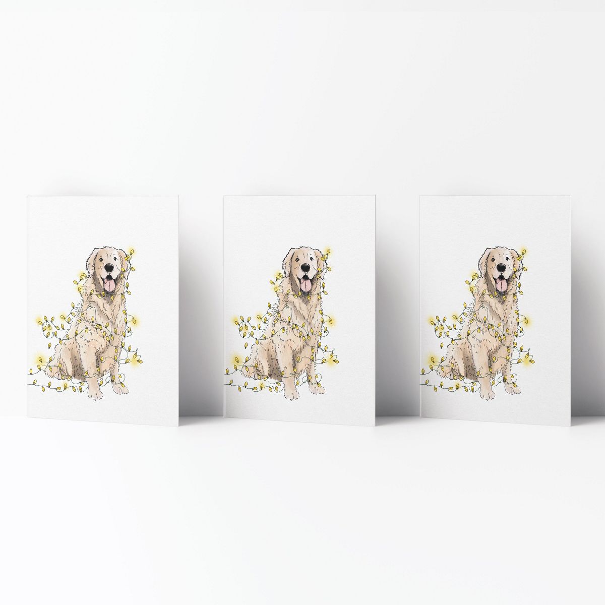 Winter/Holiday Greeting Card Pack Sets (3 ct) Lit Retriever by Ramus & Co