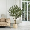 DR.Planzen 7FT Artificial Olive Tree with Thick Stump - UV Resistant Faux Plant for Indoor/Outdoor, Black Pot & Realistic Green Leaves - 4 of 4
