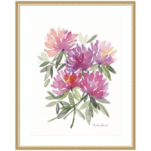 Kate and Laurel Framed Art Abstract Watercolor Pink Floral by Patricia Shaw, 34x42, Florence Gold - 1 of 4