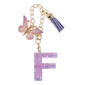 Unique Bargains Star Sequin Letter F Butterfly Tassel Water Cup Pendant Purple 1 Pc - 1 of 4