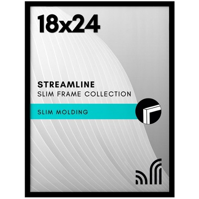 Americanflat 18x24 Poster Frame with Polished Plexiglass - Streamline Collection - Thin Border Picture Frame for Wall Display - Black