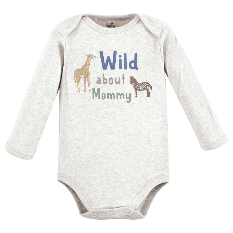 Touched by Nature Infant Boy Organic Cotton Long-Sleeve Bodysuits, Boy Safari, 3 of 8