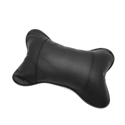Unique Bargains Faux Leather Car Seat Pillow Neck Rest Headrest Comfortable Cushion Pad Black