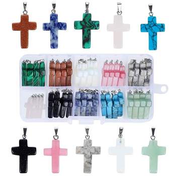 Genie Crafts 40 Piece Cross Charms for Jewelry Making and Craft Supplies with Bail, Storage Case (10 Colors)