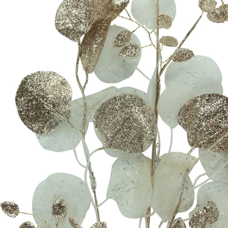 Northlight 32" Glittery Gold and White Leaves Artificial Christmas Spray, 5 of 7