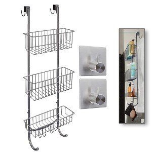 smartpeas 23.5'' x 12'' Stainless Steel 2x Hanging Shower Caddy with Adhesive Hooks - White - 1 of 4