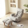 Racxily Chaise Lounge Chair Indoor with Footstool, Deep Seat Sleeper Couch Reading Chairs, Gray - 3 of 4